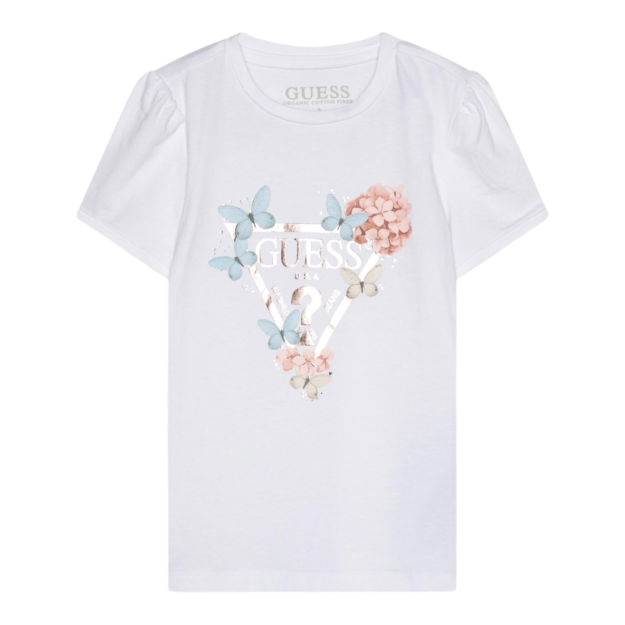 Guess T-Shirt Girocollo Tinta Unita con Logo per Neonata A5RI03K6YW4XX BIANCO GUESS 
