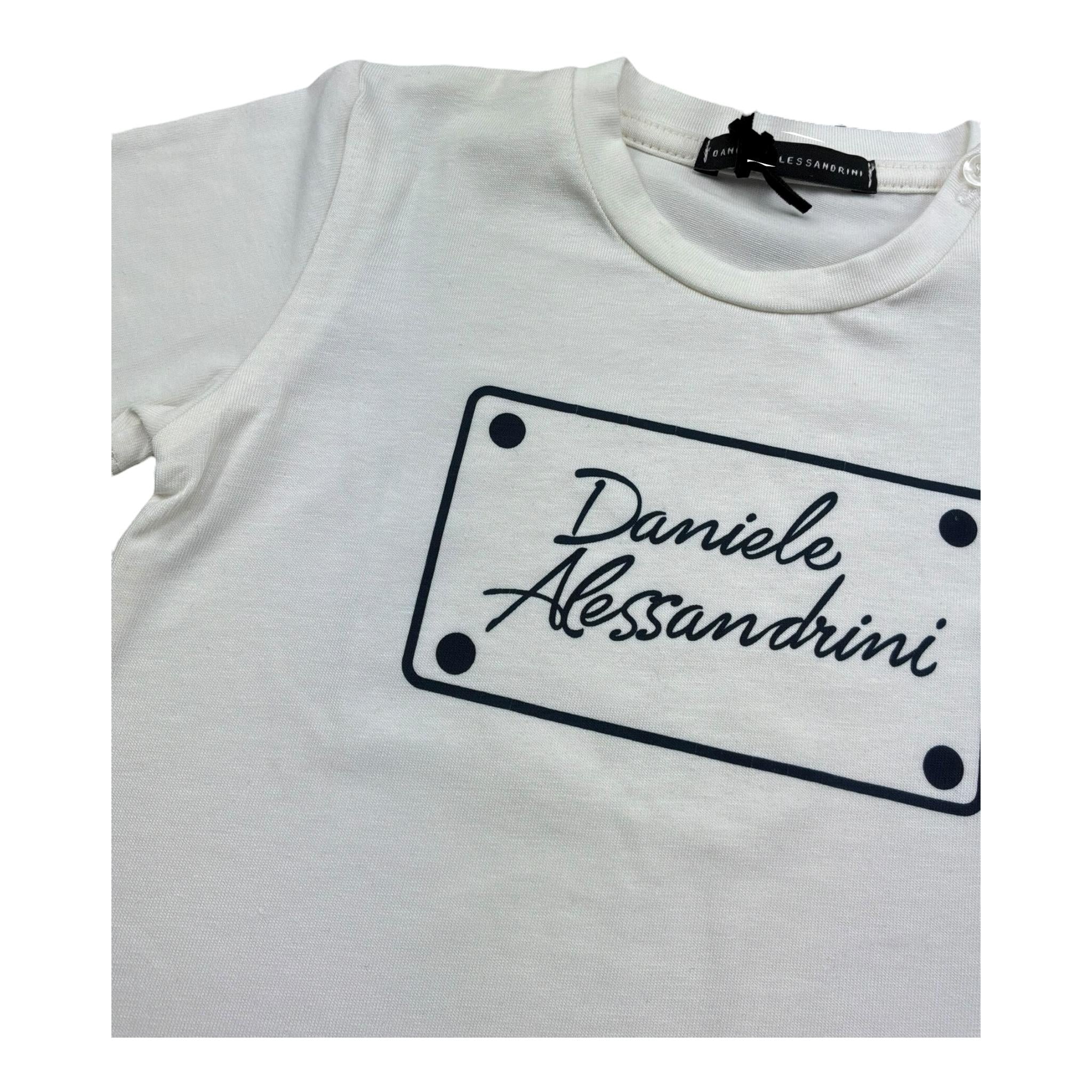 Daniele Alessandrini T-Shirt Girocollo Tinta Unita con Stampa per Neonato 1296M00179 PANNA DANIELE ALESSANDRINI 