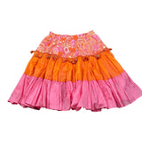 Kaos Gonna Tricolore con Fantasia Fiori per Bambina KS167 ARANCIONE KAOS 