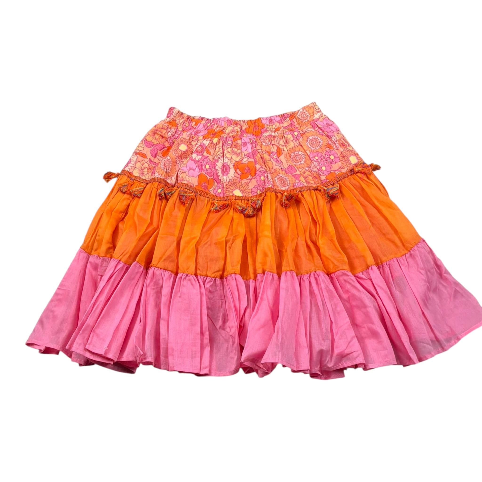 Kaos Gonna Tricolore con Fantasia Fiori per Bambina KS167 ARANCIONE KAOS 