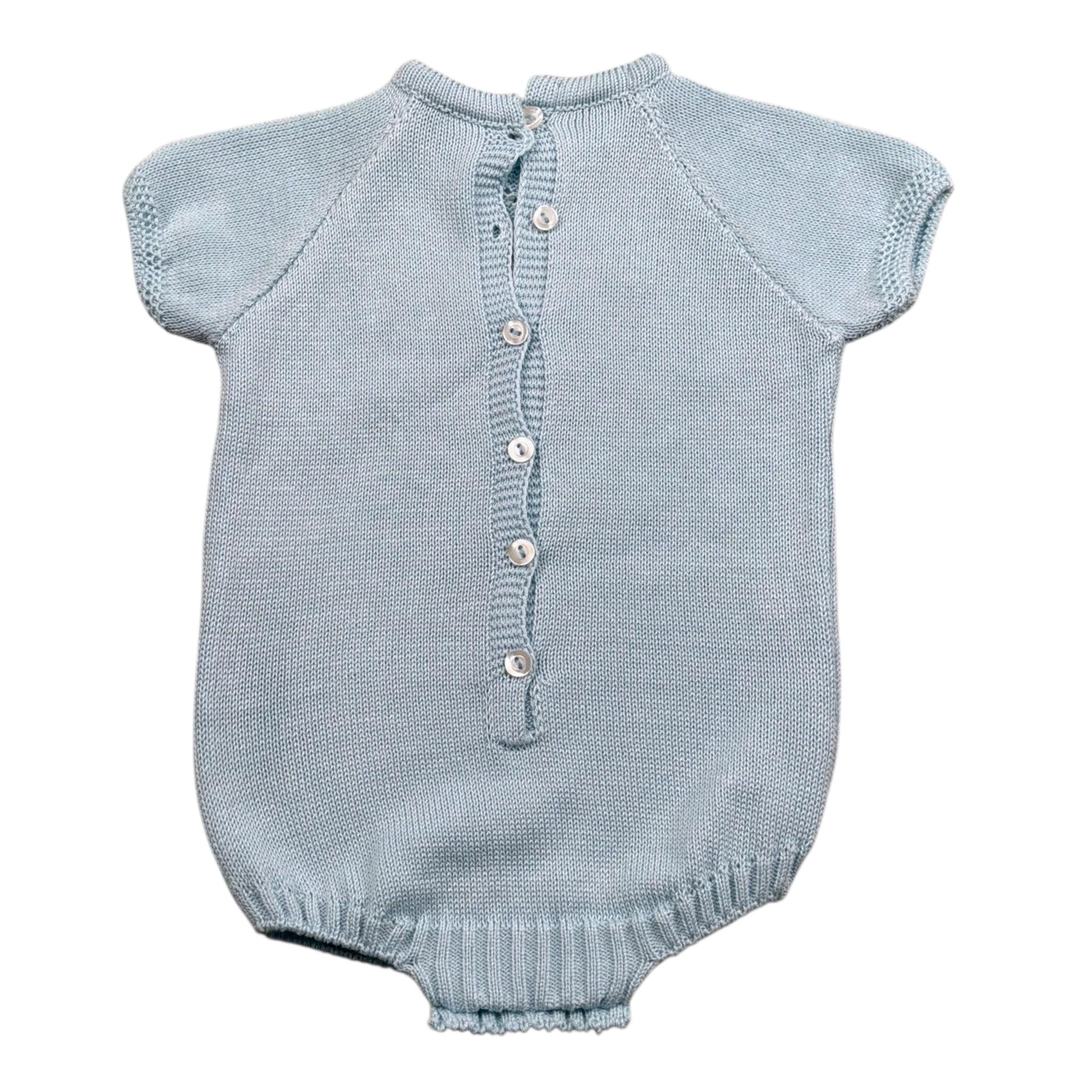 Juliana Pagliaccetto Mezza Manica Tinta Unita con Ricami per Neonato 25162 AZZURRO JULIANA 