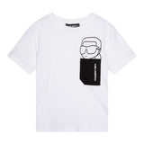 Karl Lagerfeld T-Shirt Girocollo tinta unita con Taschino Bianco per Bambino Z30423X BIANCO KARL LAGERFELD 