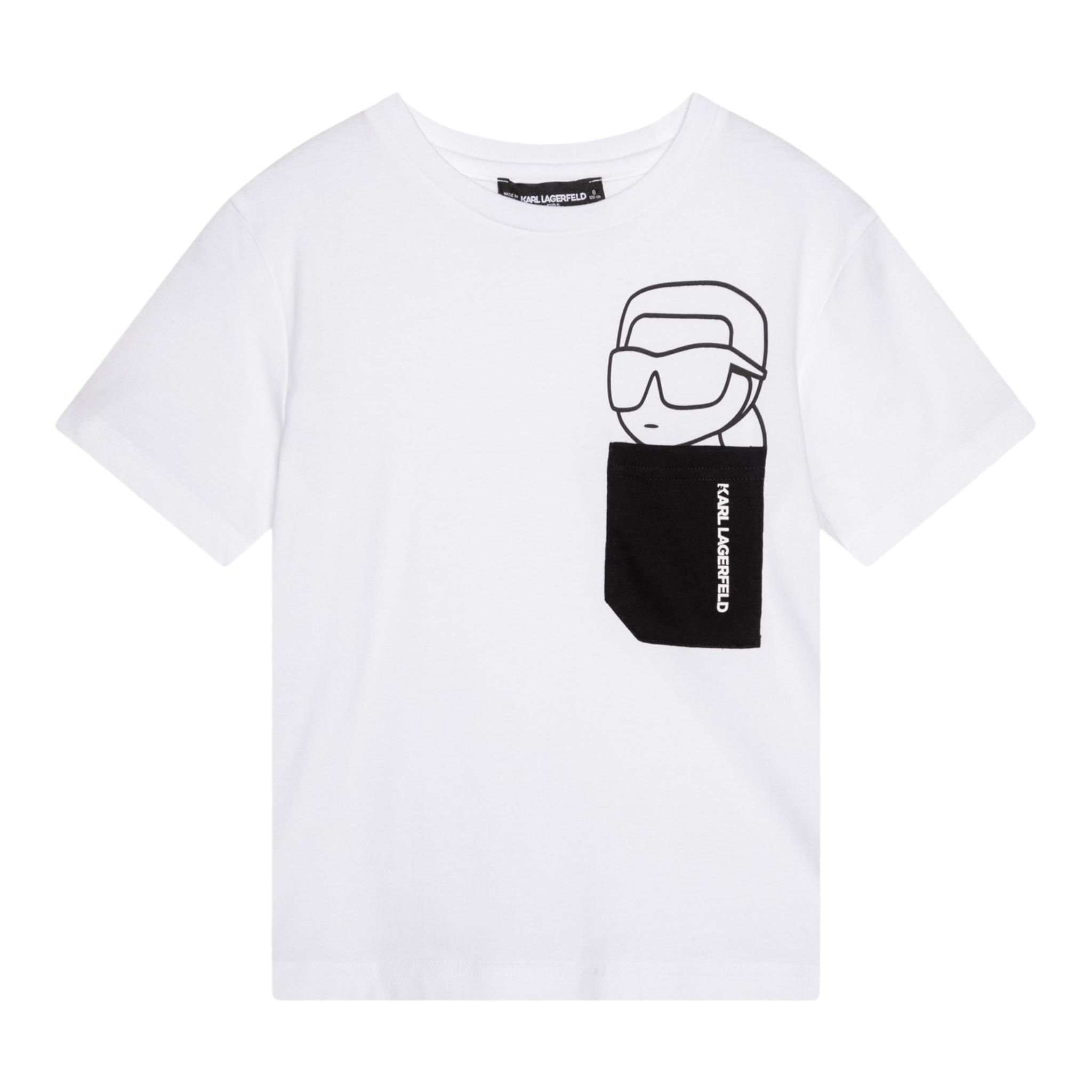Karl Lagerfeld T-Shirt Girocollo tinta unita con Taschino Bianco per Bambino Z30423X BIANCO KARL LAGERFELD 