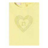 Liu Jo Einfarbiges T-Shirt mit Rundhalsausschnitt und gelbem Glitzer-Print für Baby-Mädchen