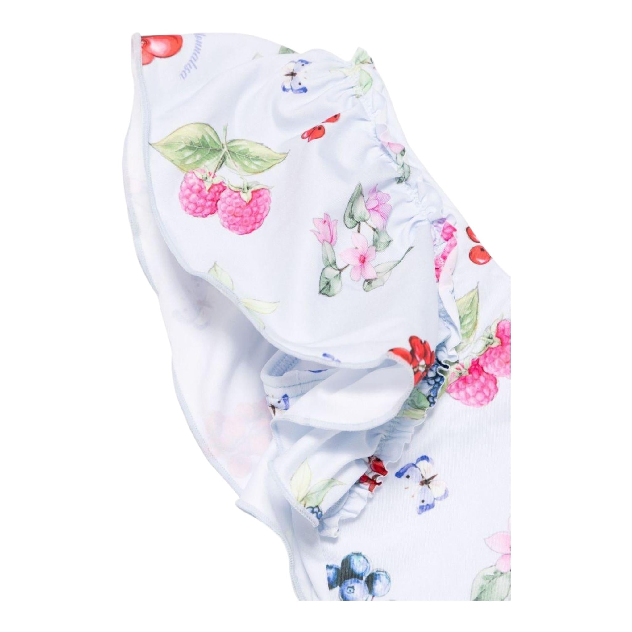 Monnalisa Costume Intero Tinta Unita con Stampa per Bambina 19E074 BIANCO MONNALISA 