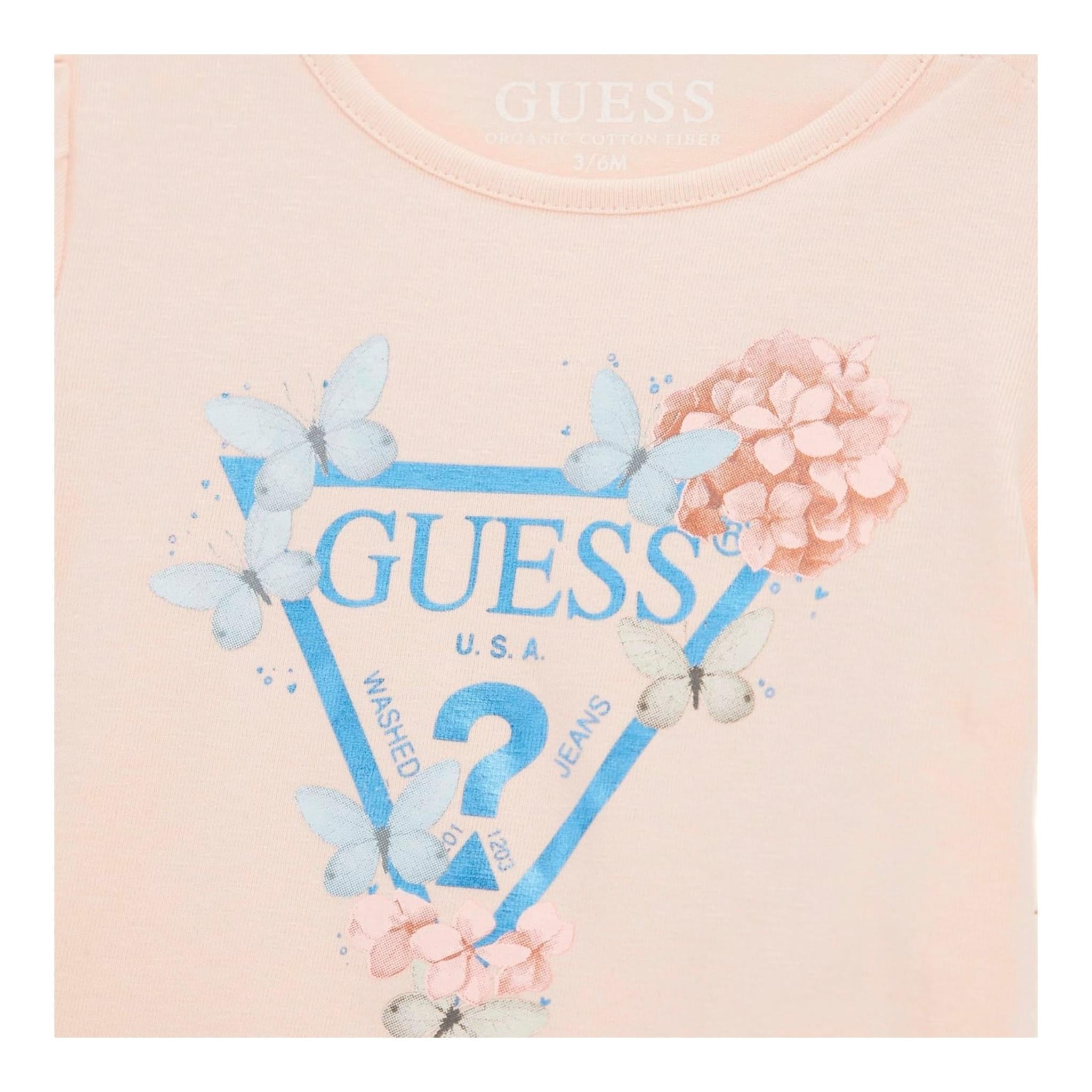 Guess T-Shirt Girocollo Tinta Unita con Logo per Bambina K5RI07K6YW4XX ROSA GUESS 
