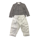 Barcellino Complete Hemdhose mit blauem Karomuster für Neugeborene