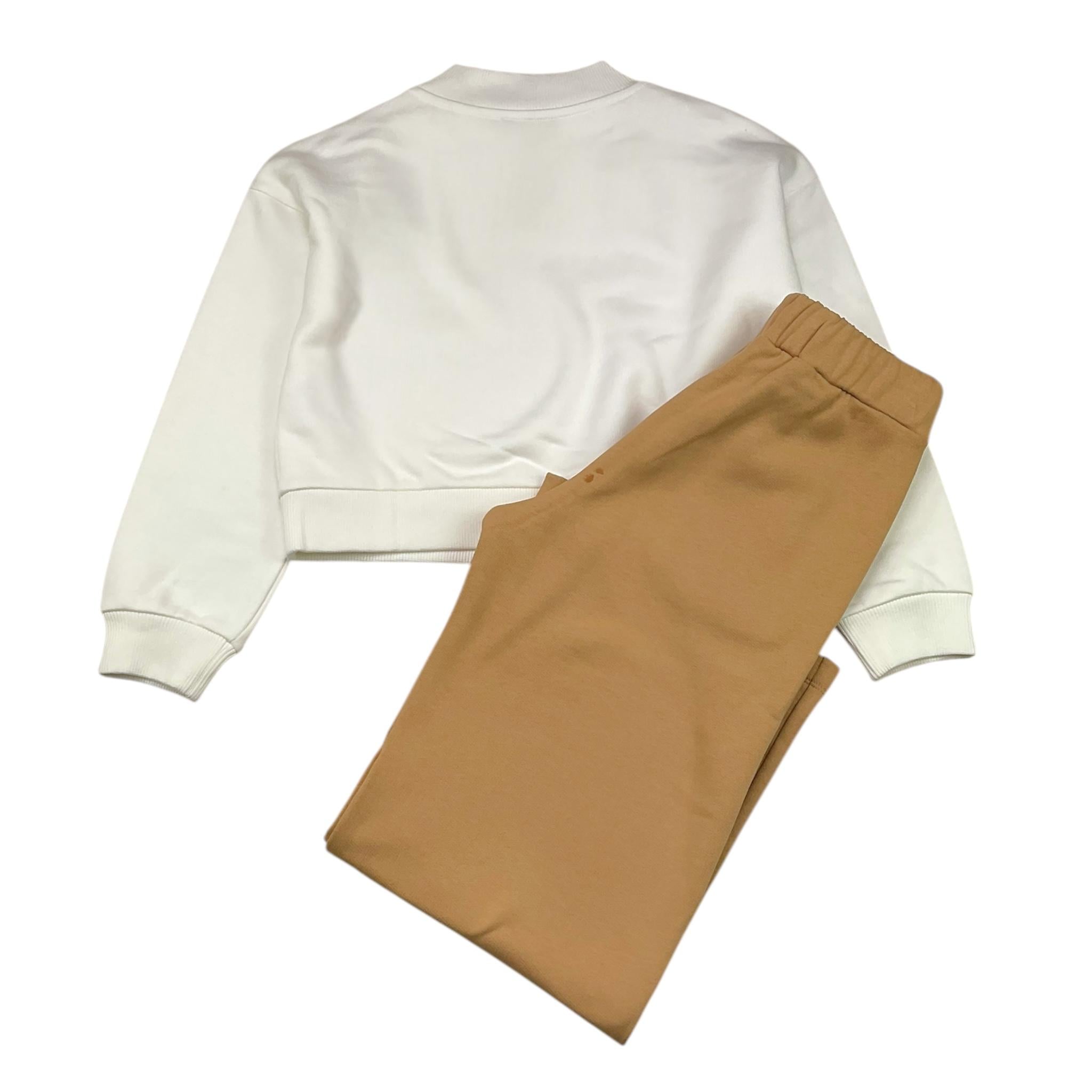 MOSCHINO completo 2pz bicolore felpa-pantalone a palazzo Bianco/cammello per Bambina HDK037 BIANCO/CAMMELLO MOSCHINO 