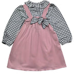 CALAMARO completo 2pz salopette-camicia tricolore fantasia a quadri Rosa per Bambina 21272 ROSA CALAMARO 