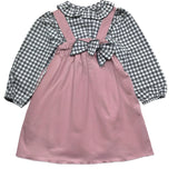 CALAMARO completo 2pz salopette-camicia tricolore fantasia a quadri Rosa per Bambina 21272 ROSA CALAMARO 