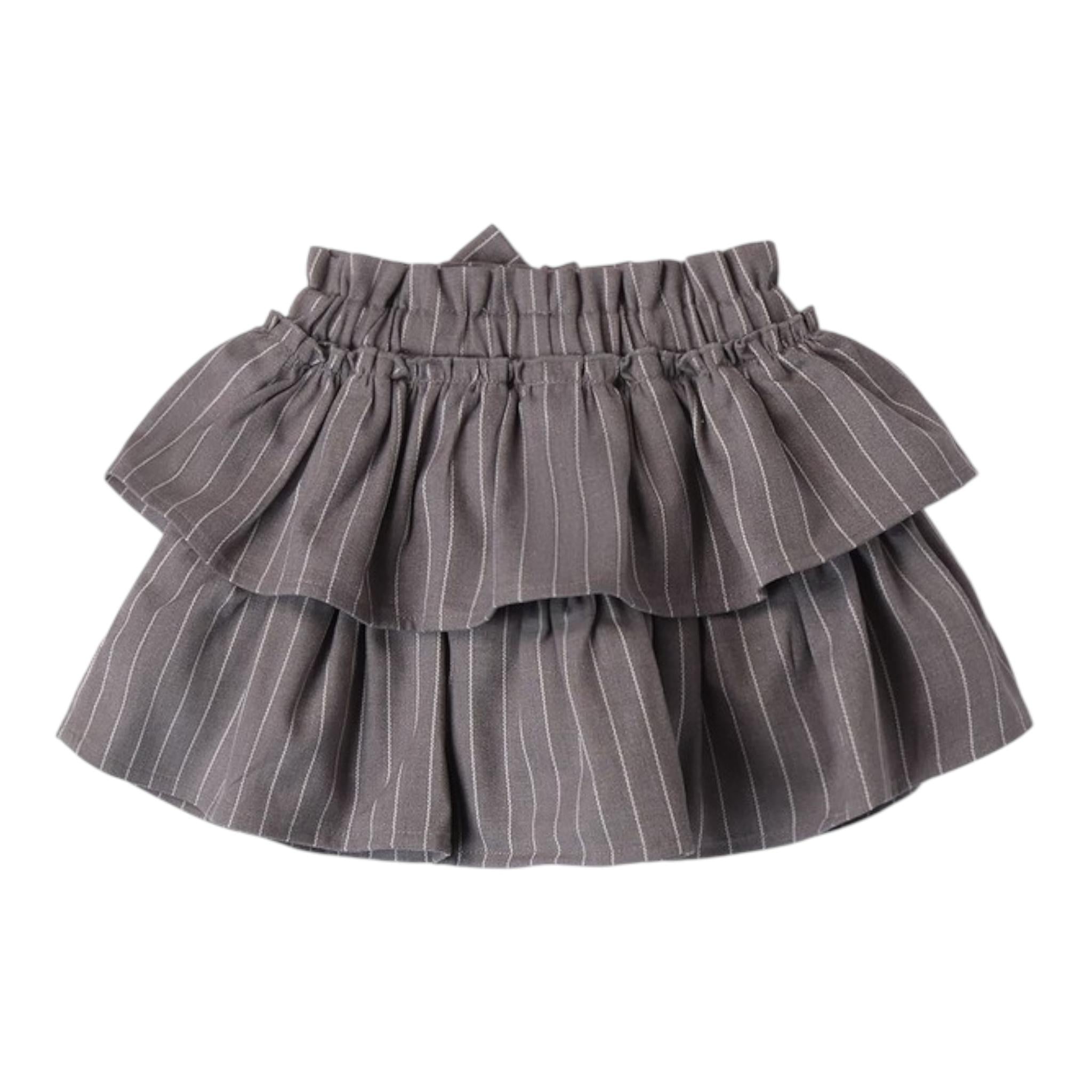 SARABANDA gonna tinta unita con fiocco e fantasia a righe Grigio per Bambina A264 GRIGIO SARABANDA 