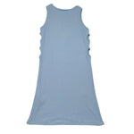 Please Abito Tinta Unita con Stampa A Costine per Bambina AB86072G72 AZZURRO PLEASE 