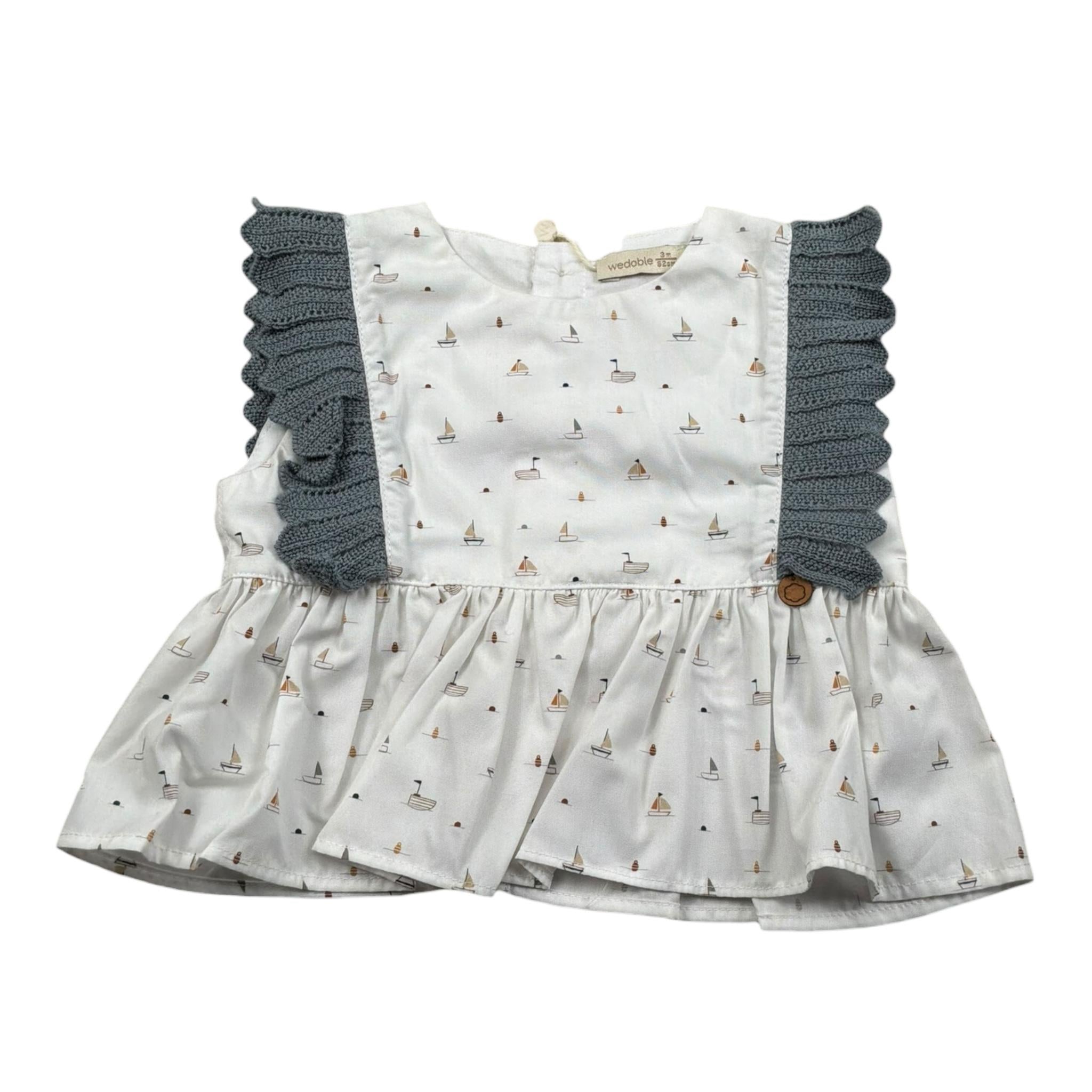 Wedoble Camicia Giromanica Tinta Unita con Stampe per Neonata V2504720E BIANCO WEDOBLE 