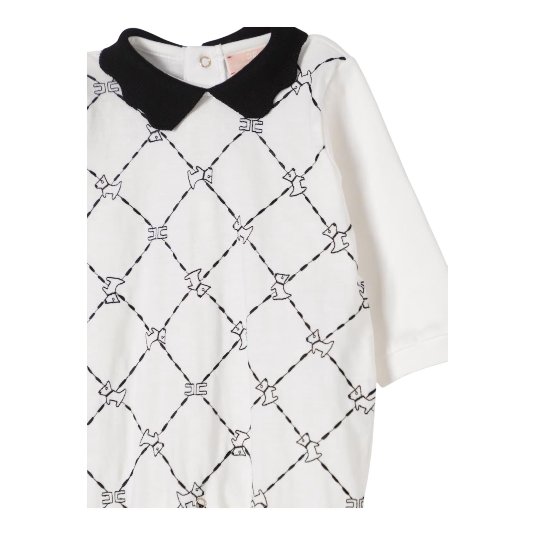 Elisabetta Franchi Tutina Manica Lunga Tinta Unita con Colletto In Contrasto per Neonata ENTU129 BIANCO ELISABETTA FRANCHI 