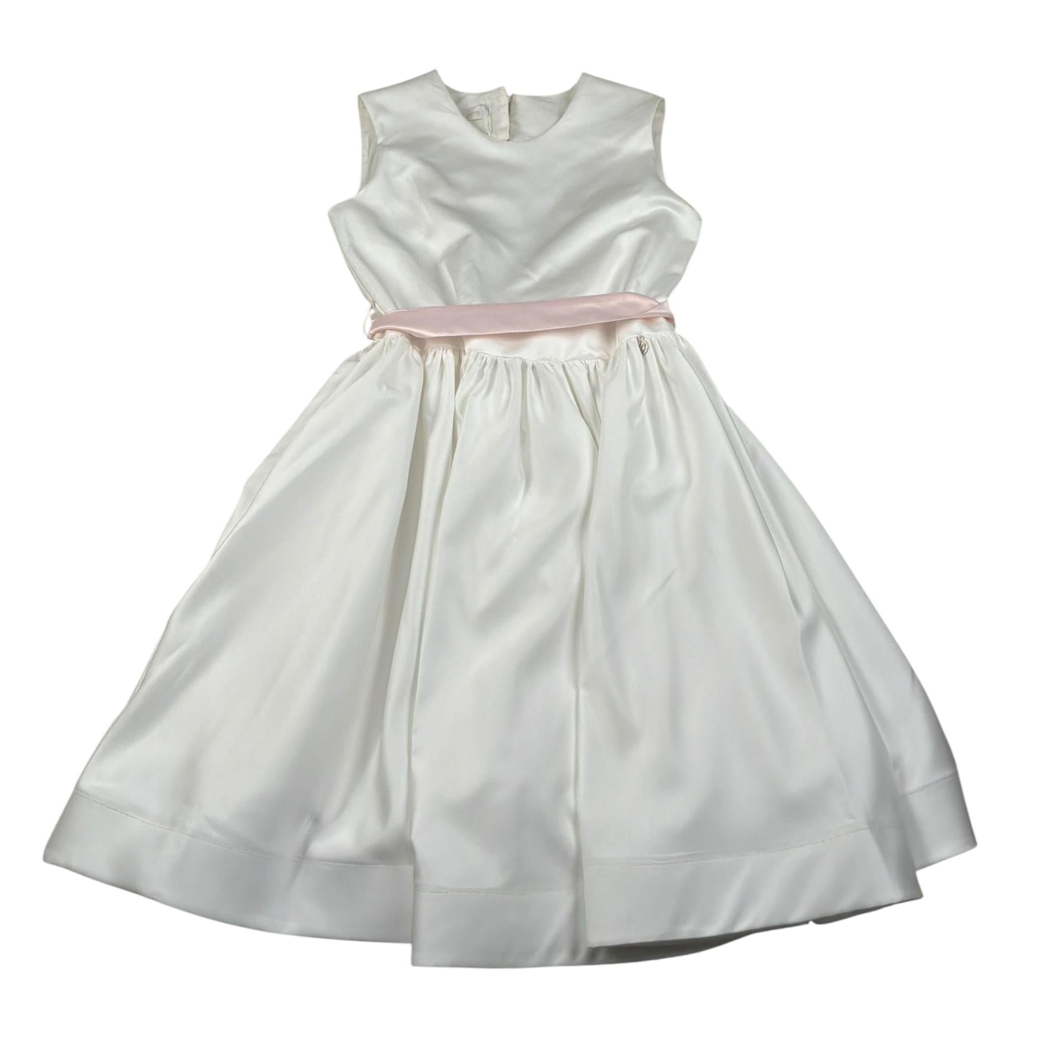 Les Gamins Abito Giromanica Tinta Unita con Cinturino per Bambina LG231020R BIANCO LES GAMINS 