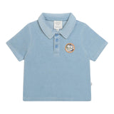 Carre'Ment Beau Poloshirt mit halben Ärmeln aus hellblauem Frottee für Neugeborene