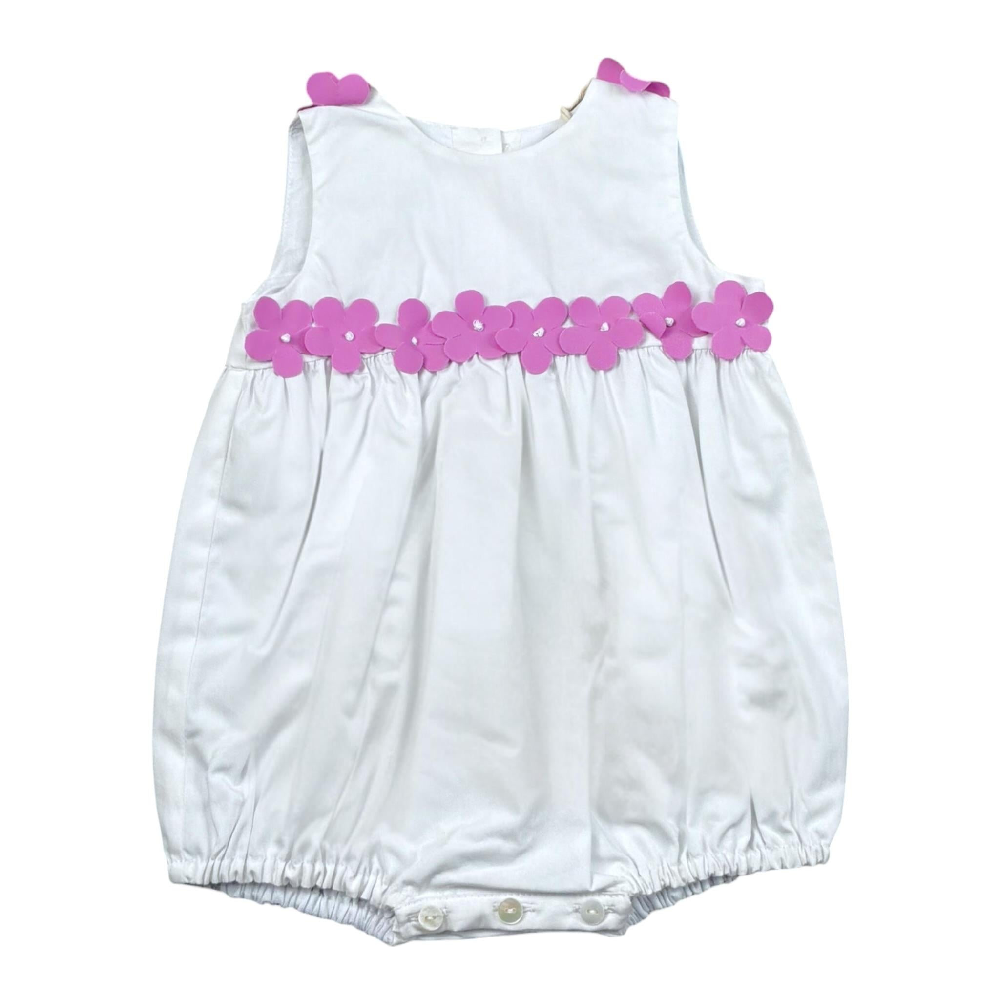 Ilfarobimbi Pagliaccetto Tinta Unita con Fiori per Neonata IFN50962 BIANCO ILFAROBIMBI 