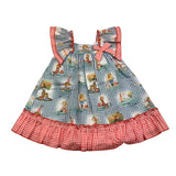 Miranda schlichtes weißes gemustertes Kleid für Baby-Mädchen