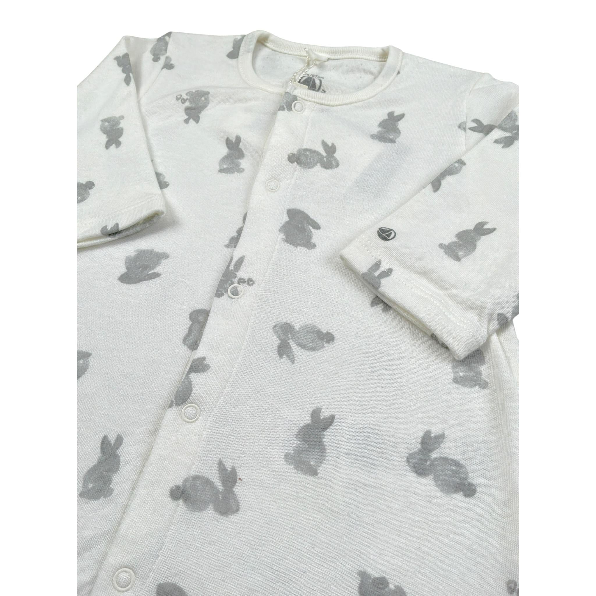 Petit Bateau Tutina tinta unita con Stampa Bianco per Neonato A0822 BIANCO PETIT BATEAU 