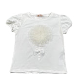 Please T-Shirt Girocollo Tinta Unita con Tulle per Bambina MB33030G73J BIANCO PLEASE 