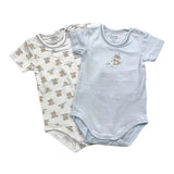 Chicco Set Body 2tlg Zweifarbig mit Weiß/Blau Aufdruck für Neugeborene