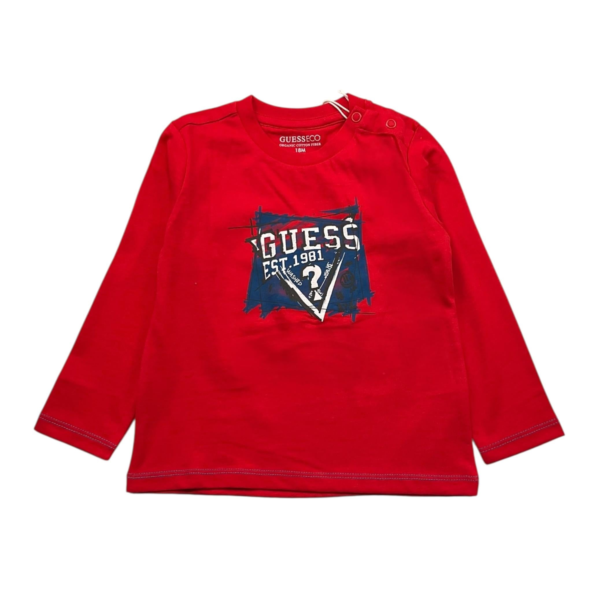 GUESS shirt girocollo tinta unita con stampa Rosso per Neonato N4YI01K8HM4XXX ROSSO GUESS 