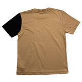 Kejo Zweifarbiges Rundhals-T-Shirt mit Logo-Print Schwarz/Biscuit für Jungen
