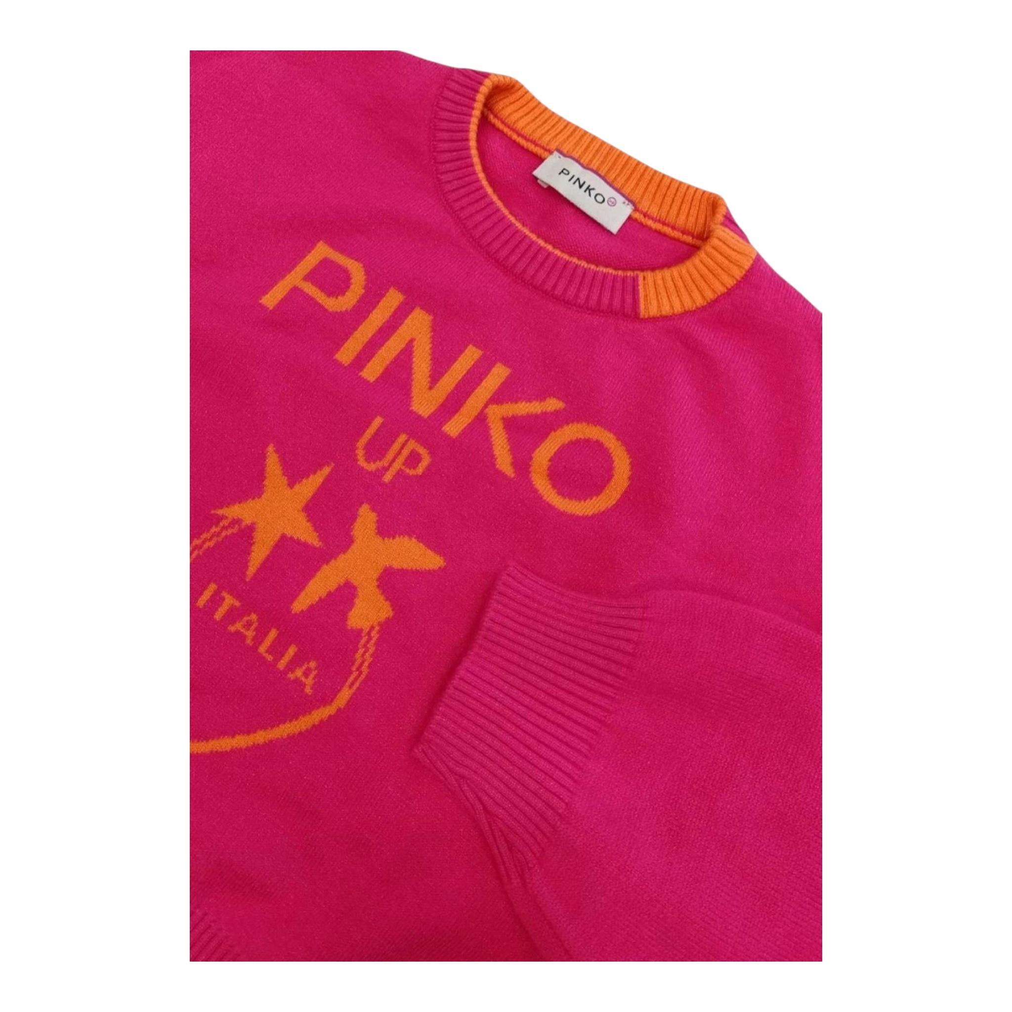 PINKO maglia tinta unita con stampa in contrasto Fuxia per Bambina F4PIBGJP108J FUXIA PINKO 