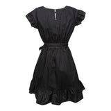 Monnalisa Abito Tinta Unita con Cuciture In Contrasto per Bambina 417907 NERO MONNALISA 