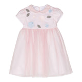 Das einfarbige Eulenkleid mit Kragen und rosa Tüll für Baby-Mädchen