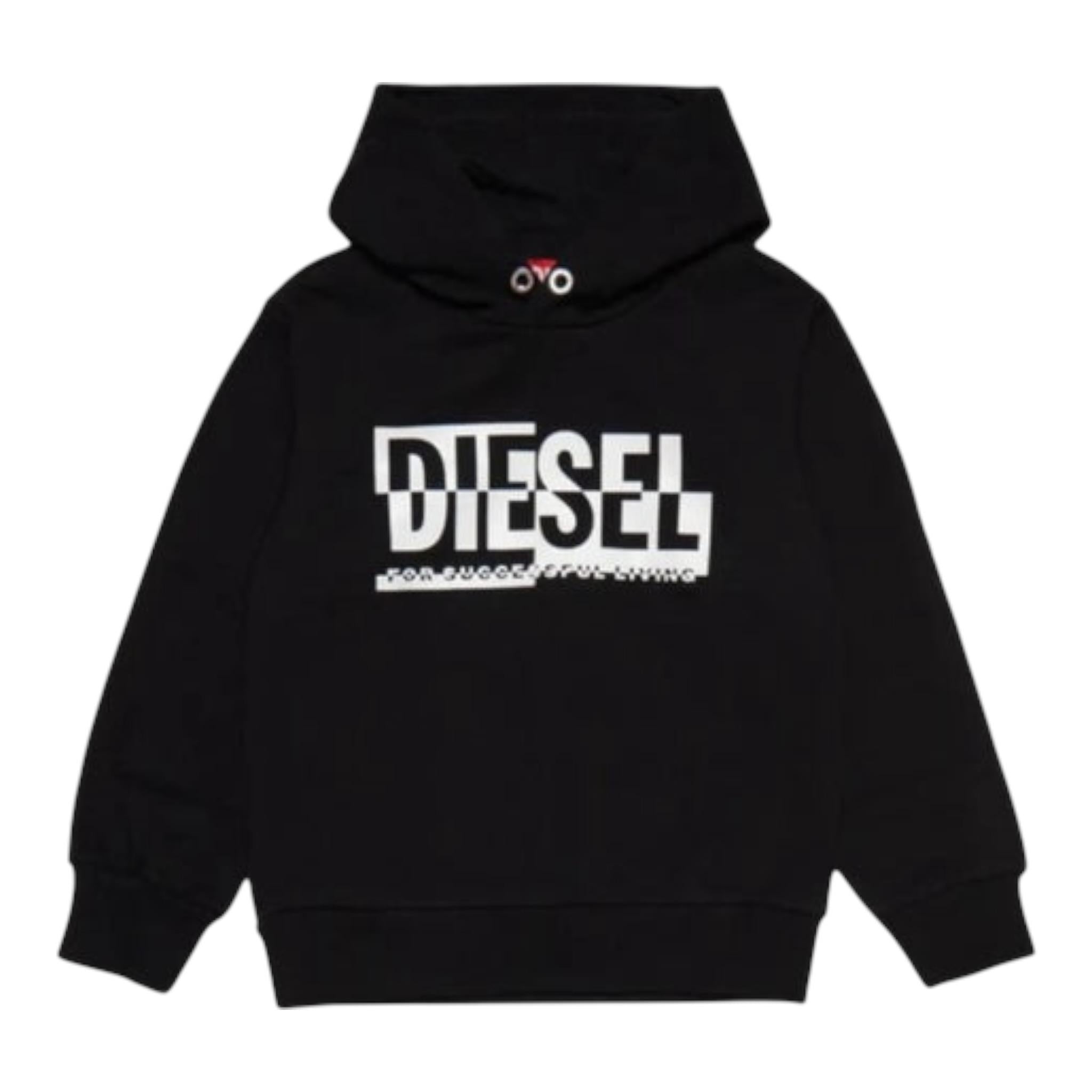 Diesel Felpa Chiusa con Cappuccio tinta unita Nero per Bambina J01457X NERO DIESEL 