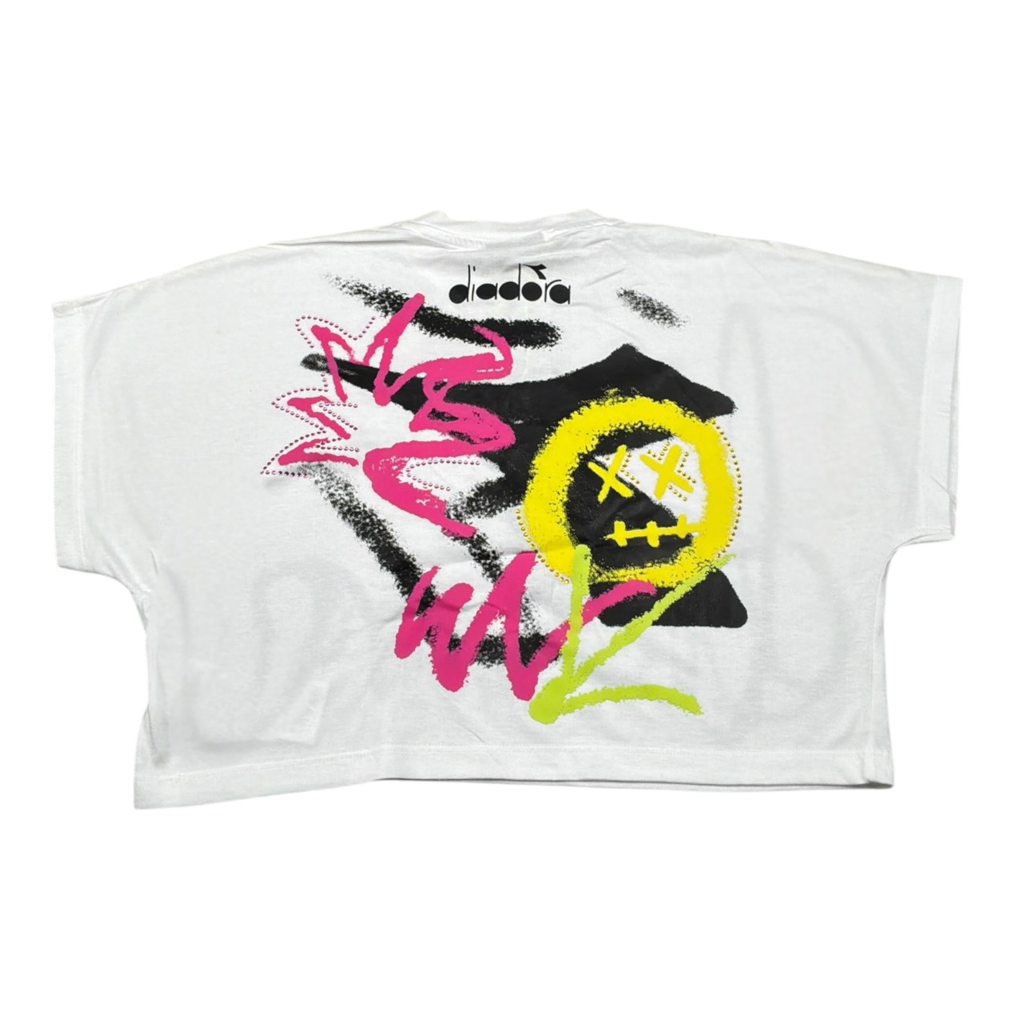 Diadora T-Shirt Modello Crop tinta unita con Stampa Bianco per Bambina S4DIJGTH095 BIANCO DIADORA 