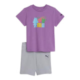 Puma 2-teiliges Set T-Shirt-Shorts zweifarbig lila für Baby-Mädchen