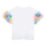 Billieblush T-Shirt Giocollo Tinta Unita con Maniche In Contrasto E Tulle per Bambina U20927X BIANCO BillIEBLUSH 
