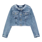 Abel & Lula Giubbino In Denim Tinta Unita con Ricami per Bambina 5369X AZZURRO ABEL & LULA 