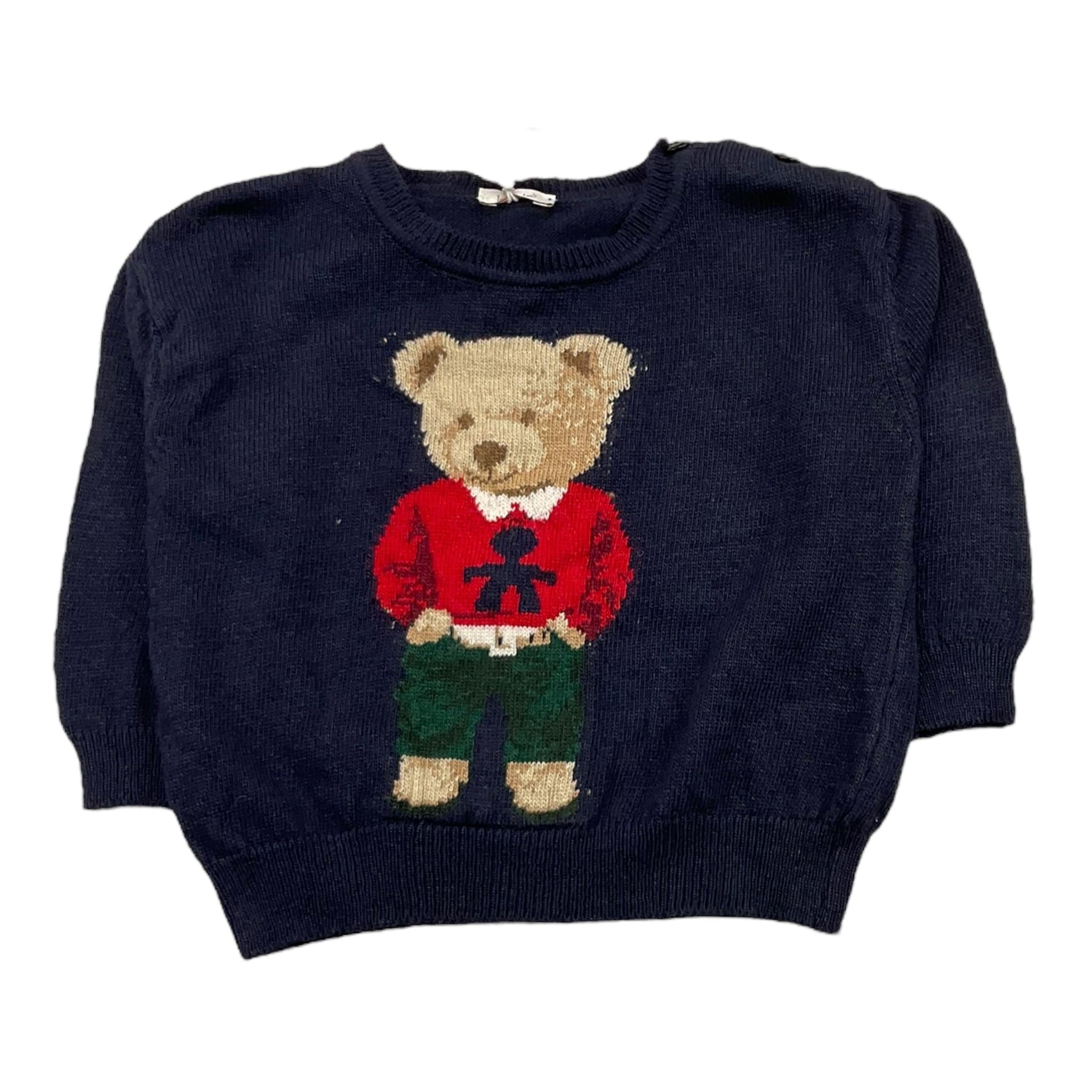 LE BEBE' maglia girocollo tinta unita con orso Blu per Neonato LBB5146 BLU LE BEBE' 