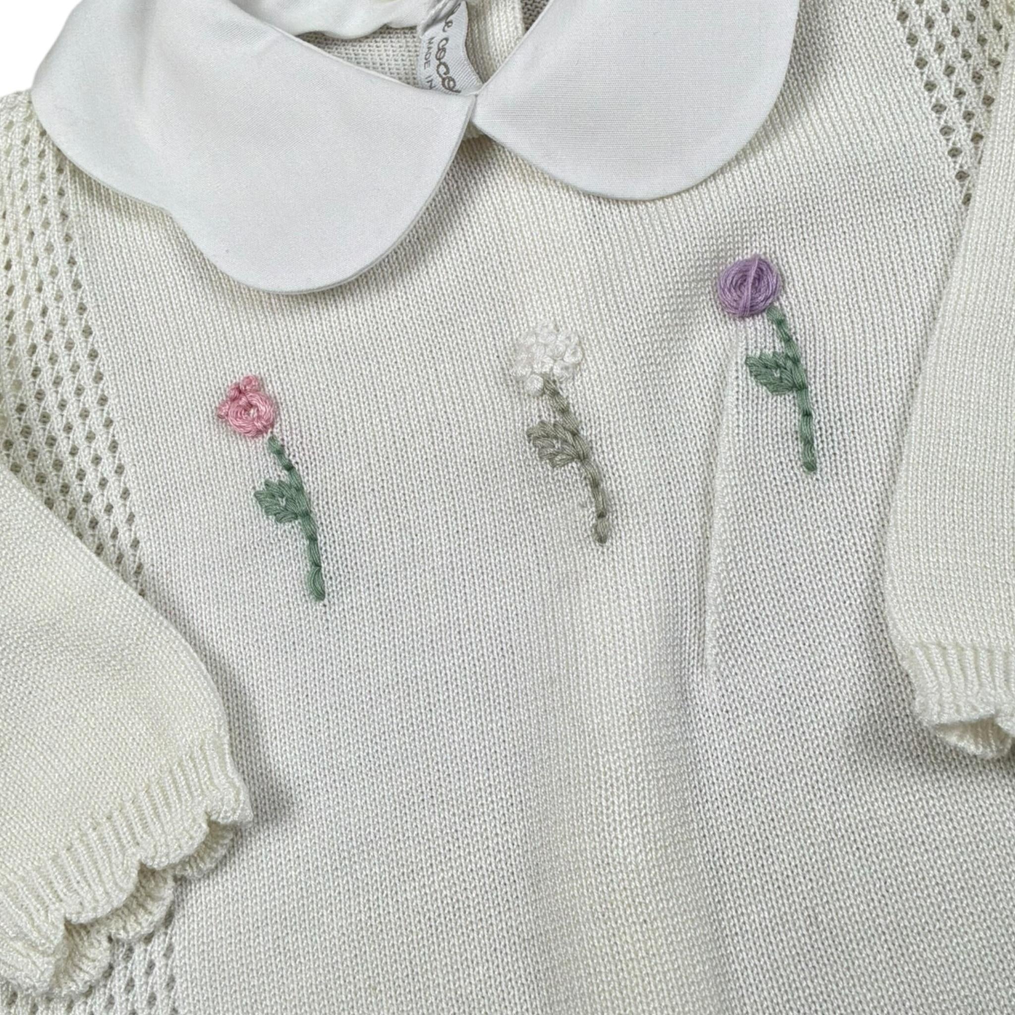 Le Coconne Tutina Tinta Unita con Ricami per Neonata LCN1940 PANNA LE COCONNE 