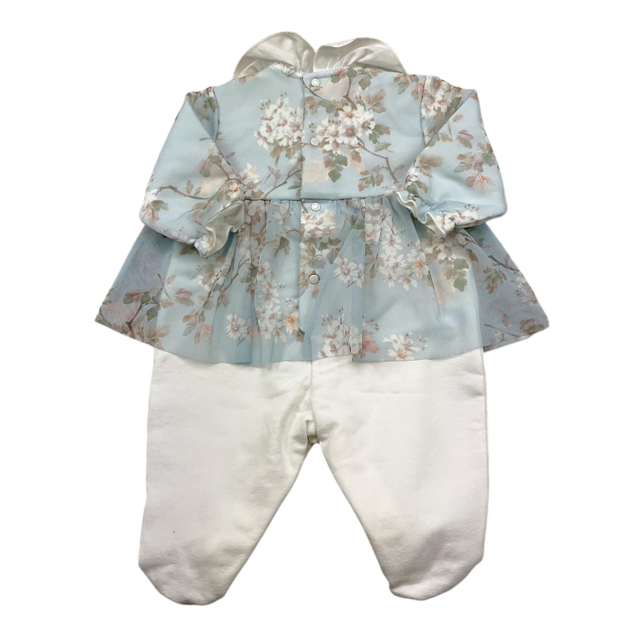 BARCELLINO tutina tinta unita con fantasia Azzurro per Neonata 116101 AZZURRO BARCELLINO 