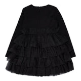 Liu Jo Langärmliges einfarbiges Kleid mit schwarzem Tüll für Mädchen