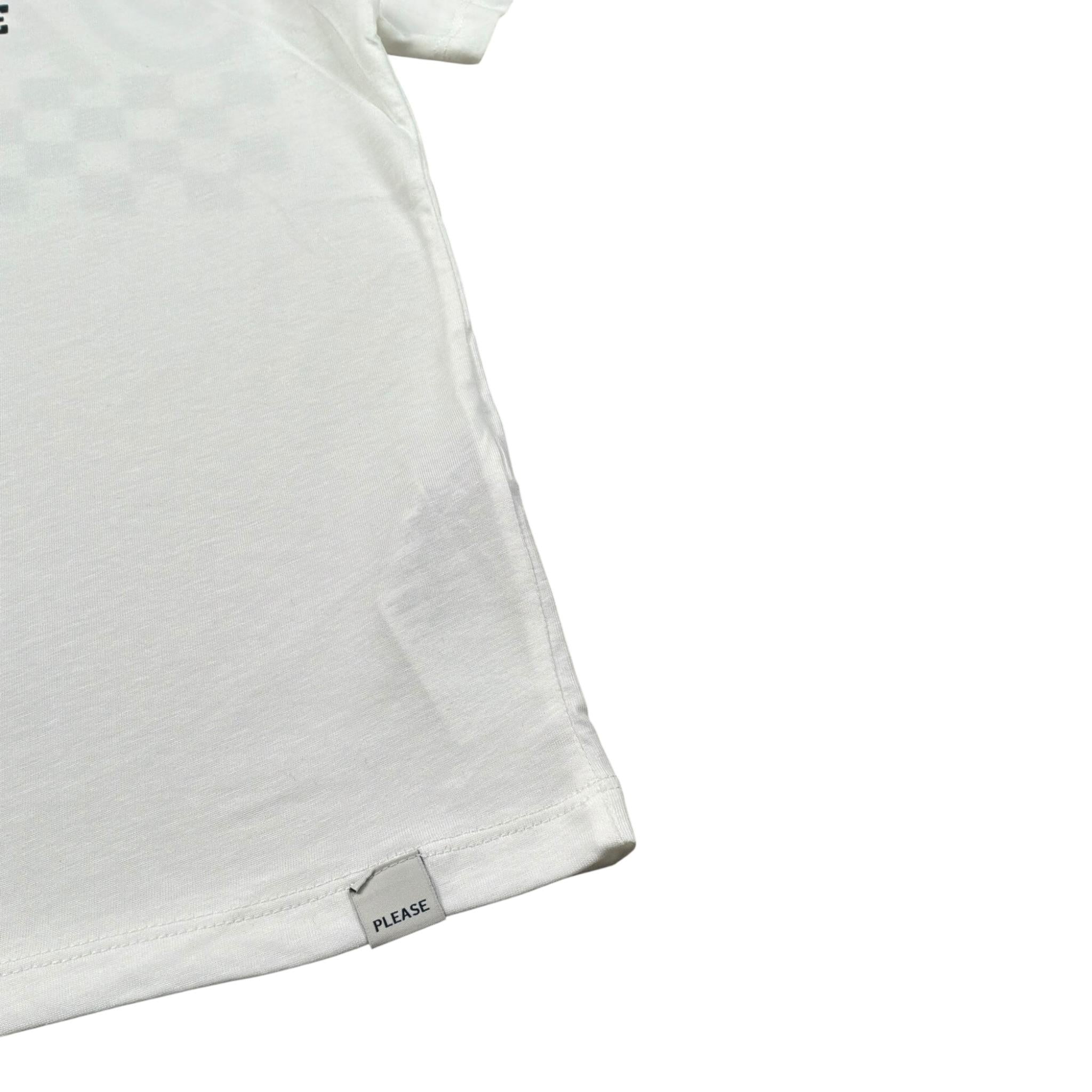Please T-Shirt Girocollo Tinta Unita con Stampa per Bambino MBF2030B72X BIANCO PLEASE 