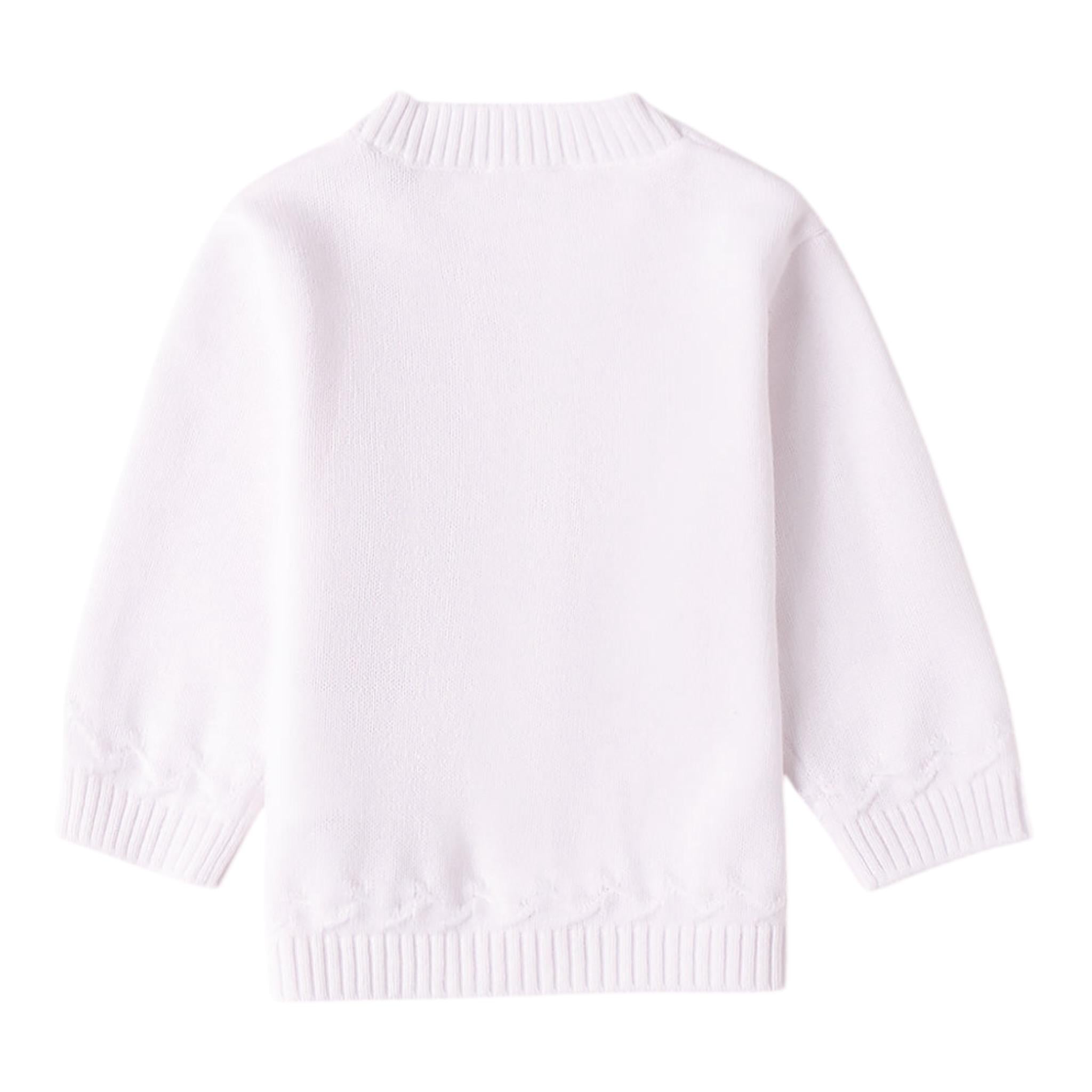 Mini Banda Cardigan Tinta Unita con Bottoni In Contrasto per Neonato 3B643 BIANCO MINI BANDA 