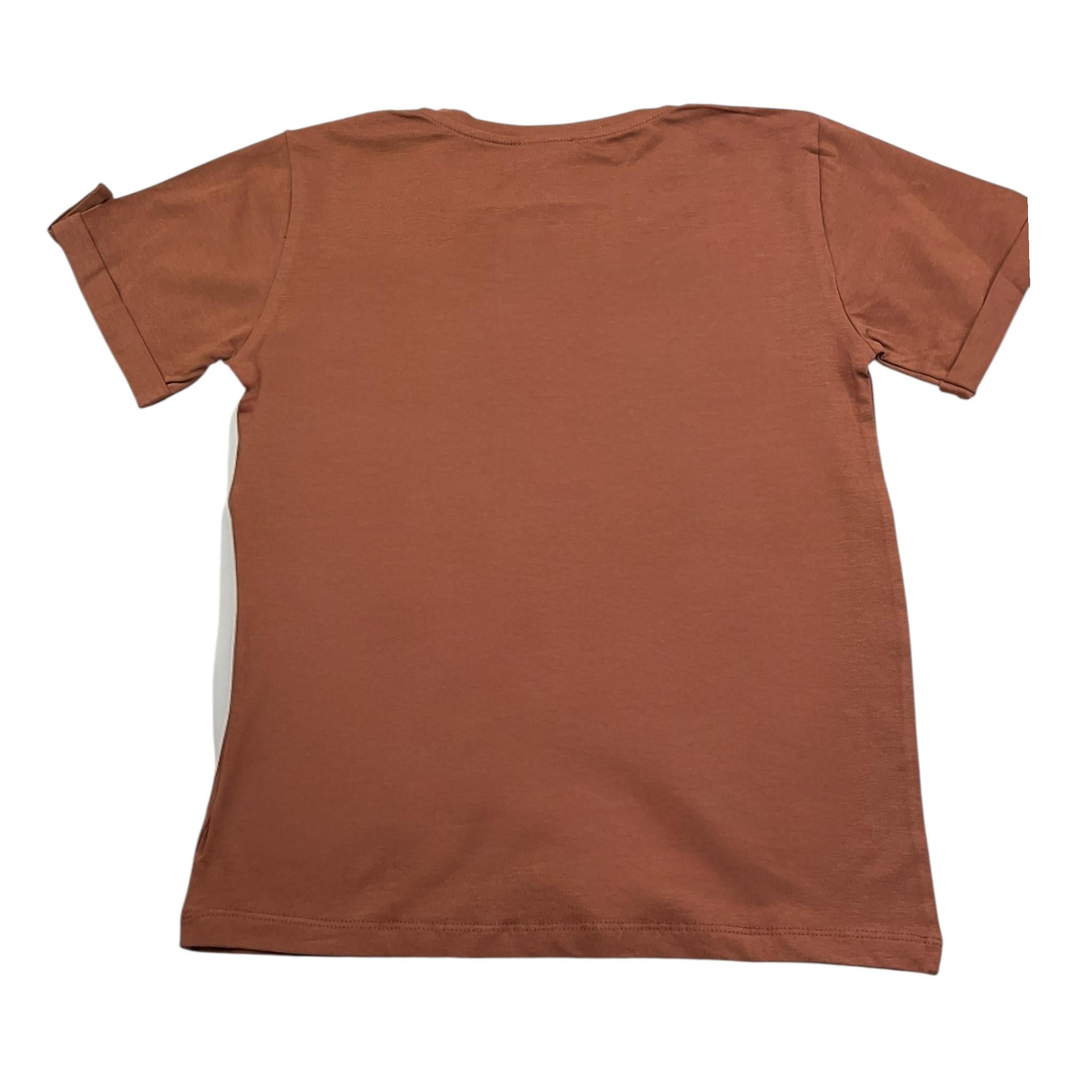 Never Too T-Shirt Girocollo Tinta Unita con Bottoni per Bambino NT1573R MARRONE NEVER TOO 