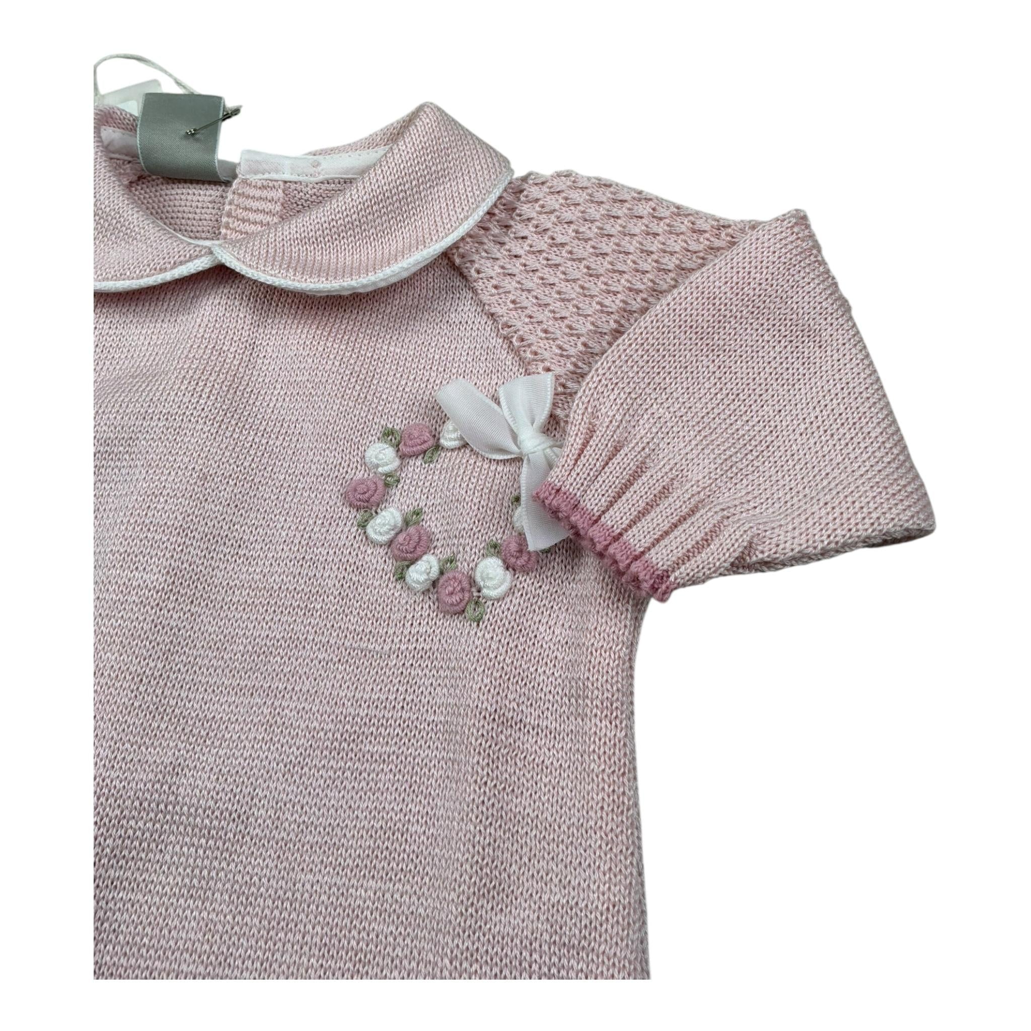 Marlu' Tutina Manica Lunga Tinta Unita con Ricami per Neonata EB2410 ROSA MARLU' 