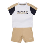 Boss Completo 2 Pezzi T-Shirt-Bermuda per Neonato J52120 BIANCO/BEIGE BOSS 