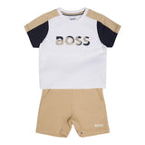 Boss Completo 2 Pezzi T-Shirt-Bermuda per Neonato J52120 BIANCO/BEIGE BOSS 