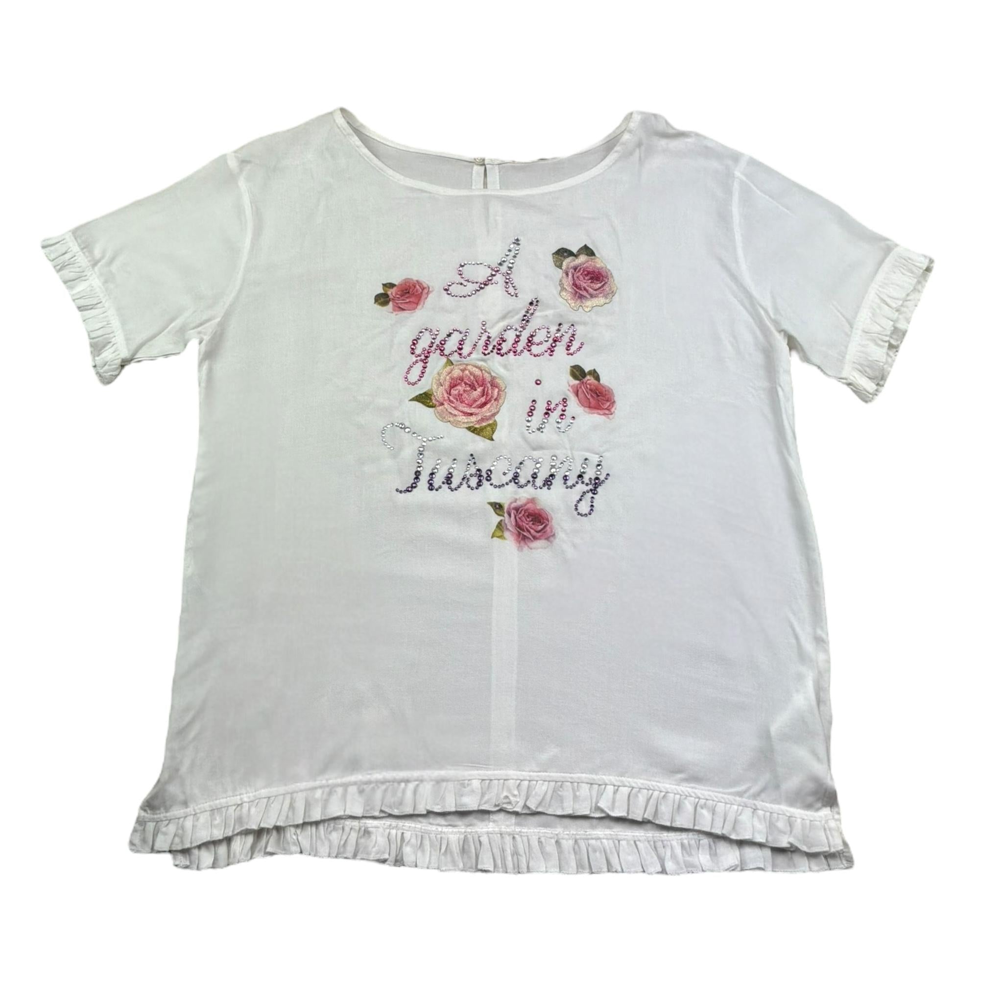 Monnalisa Maxi T-Shirt Tinta Unita con Stampa per Bambina 791610A5 BIANCO MONNALISA 