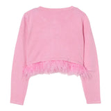 Liu Jo Cardigan Tinta Unita con Applicazioni Piume per Bambina KA5128 ROSA LIU JO 