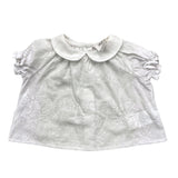 Dou Dou Schlichtes Halbarm-Shirt mit weißer Stickerei für Baby-Mädchen