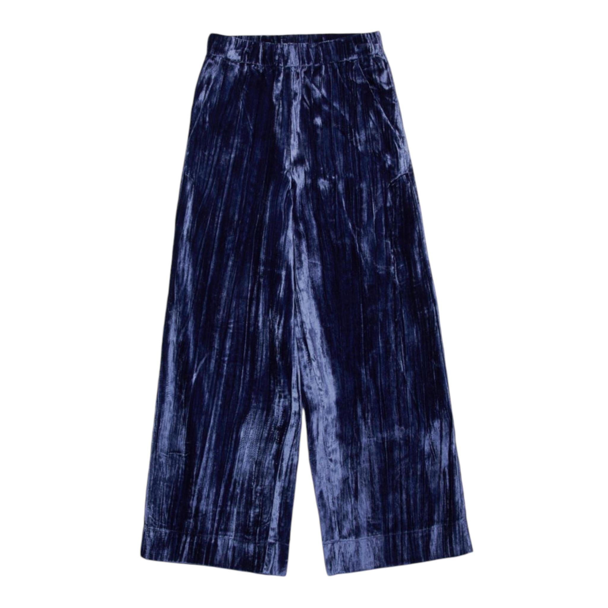 MAX&Co. pantalone tinta unita in velluto modello palazzo Blu per Bambina MX0052 BLU MAX&Co. 