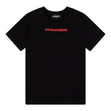 DSQUARED2 t-shirt girocollo tinta unita con stampa logo Nero per Bambino DQ2478X NERO DSQUARED2 